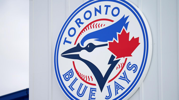 Mar 6, 2021; Dunedin, Florida, USA; A detailed view of the Toronto Blue Jays logo on a building at TD Ballpark during the spring training game between the Toronto Blue Jays and the Philadelphia Phillies. Mandatory Credit: Jasen Vinlove-USA TODAY Sports Mar 6, 2021; Dunedin, Florida, USA; A detailed view of the Toronto Blue Jays logo on a building at TD Ballpark during the spring training game between the Toronto Blue Jays and the Philadelphia Phillies. Mandatory Credit: Jasen Vinlove-USA TODAY Sports
