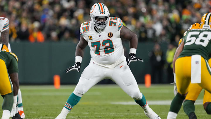 Miami Dolphins offensive tackle Terron Armstead (72) during the game against the Green Bay Packers at Lambeau Field.