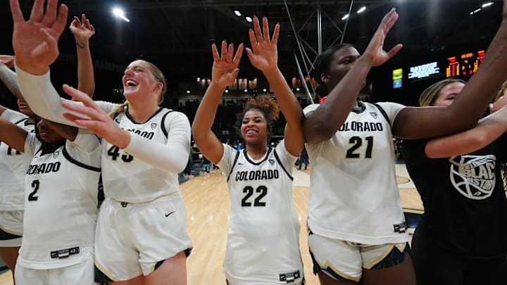 Feb 9, 2024; Boulder, Colorado, USA; Colorado Buffaloes guard Tameiya Sadler (2) and forward