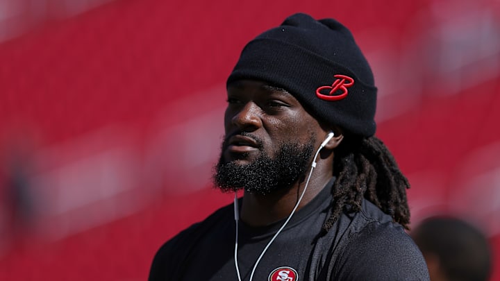 San Francisco 49ers wide receiver Brandon Aiyuk (11) warms up