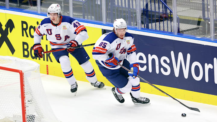 Jake Sanderson, Luke Hughes - 2024 IIHF Ice Hockey World Championship Czechia