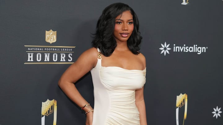 Taylor Rooks on the red carpet before Super Bowl LIX NFL Honors at Saenger Theatre.
