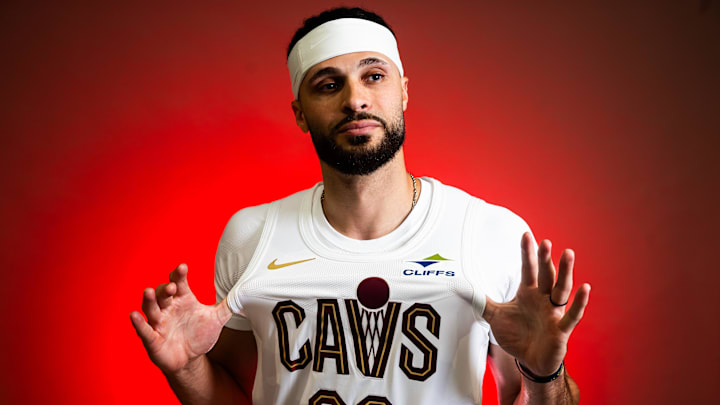 Sep 29, 2025; Cleveland, OH, USA;  Cleveland Cavaliers forward Larry Nance Jr. (22) during media day at Rocket Arena. Mandatory Credit: Ken Blaze-Imagn Images