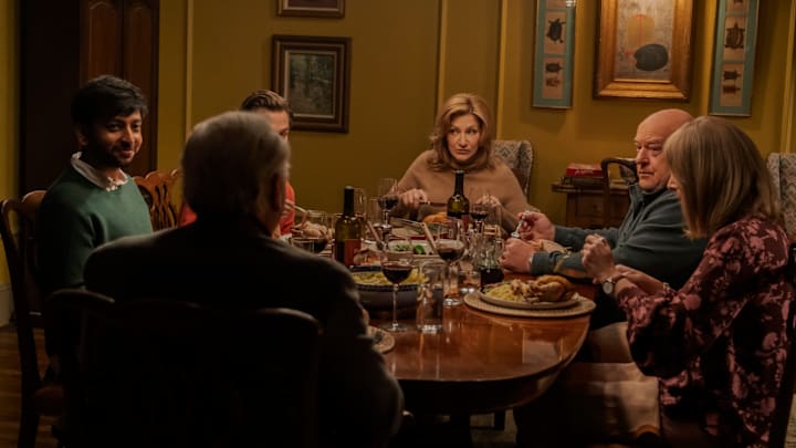 Brian Cox, Nik Dodani, Brandon Flynn, Edie Falco, Dean Norris, and Lisa Kudrow in The Parenting
