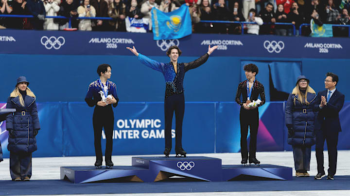 Kazakhstan’s Mikhail Shaidorov won gold in the men’s singles figure skating event. 