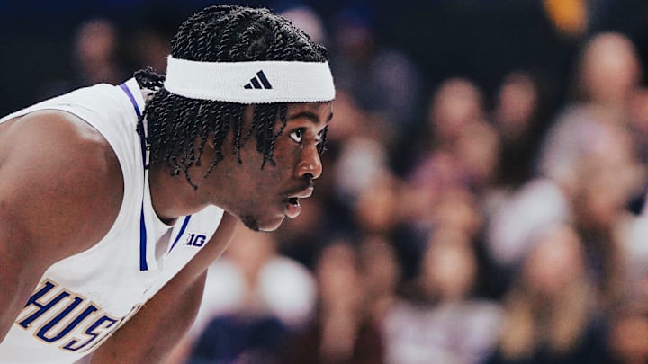 Zoom Diallo takes a break for the Huskies. Zoom Diallo takes a break for the Huskies.