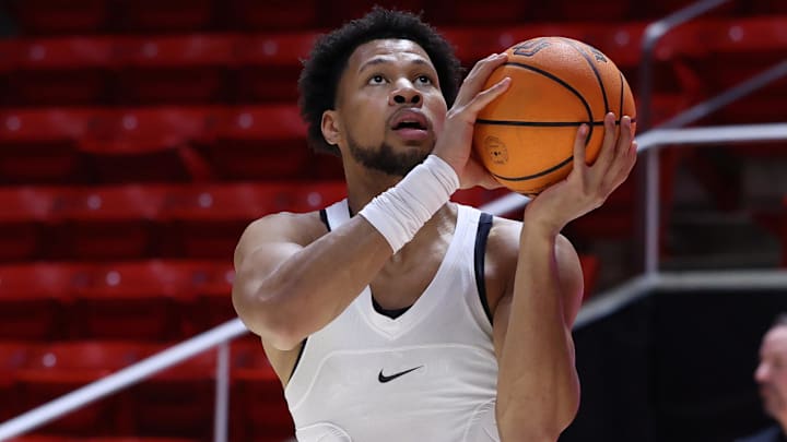 Feb 24, 2026; Salt Lake City, Utah, USA; Iowa State Cyclones forward Joshua Jefferson (5) warms up before the game against the Utah Utes at Jon M. Huntsman Center. Feb 24, 2026; Salt Lake City, Utah, USA; Iowa State Cyclones forward Joshua Jefferson (5) warms up before the game against the Utah Utes at Jon M. Huntsman Center.