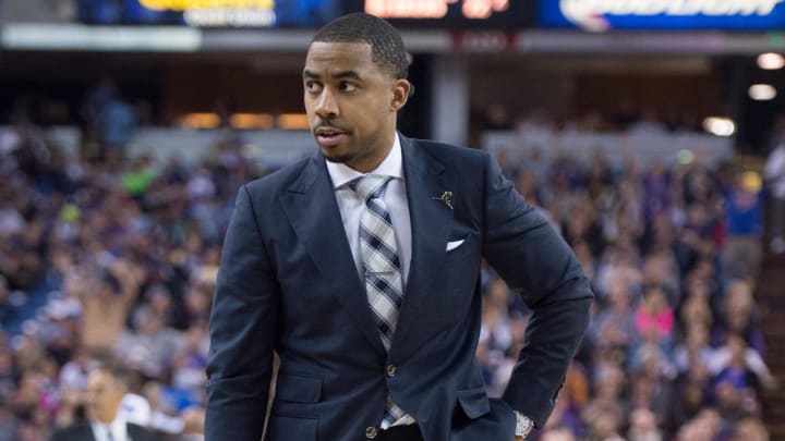 April 5, 2015; Sacramento, CA, USA; Utah Jazz assistant coach Johnnie Bryant during the third quarter against the Sacramento Kings at Sleep Train Arena. The Jazz defeated the Kings 101-95. Mandatory Credit: Kyle Terada-USA TODAY Sports