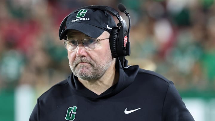 Oct 3, 2025; Tampa, Florida, USA; Charlotte 49ers head coach Tim Albin against the South Florida Bulls during the second half at Raymond James Stadium. Mandatory Credit: Kim Klement Neitzel-Imagn Images Oct 3, 2025; Tampa, Florida, USA; Charlotte 49ers head coach Tim Albin against the South Florida Bulls during the second half at Raymond James Stadium. Mandatory Credit: Kim Klement Neitzel-Imagn Images