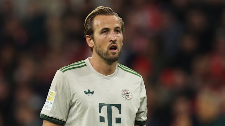 Bayern Munich forward Harry Kane in action against Werder Bremen.