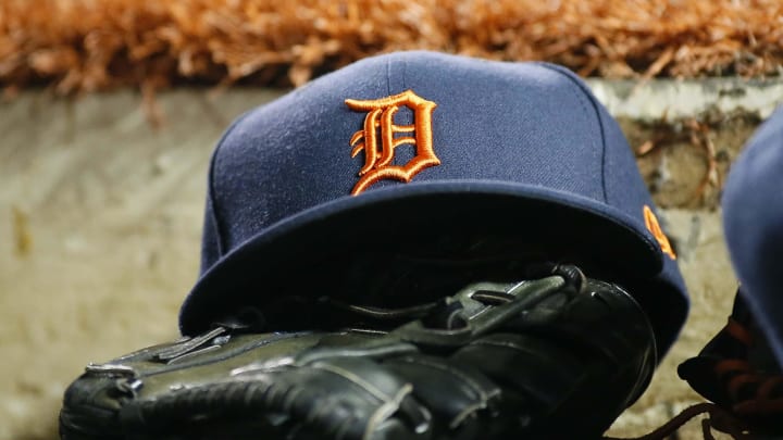 Mar 30, 2019; Toronto, Ontario, CAN; The hat and glove of a Detroit Tigers player before a game against the Toronto Blue Jays at Rogers Centre. Mar 30, 2019; Toronto, Ontario, CAN; The hat and glove of a Detroit Tigers player before a game against the Toronto Blue Jays at Rogers Centre.