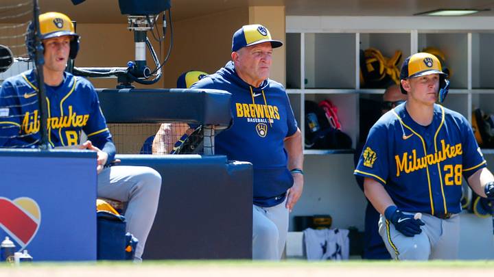 Aug 12, 2026; San Diego, California, USA; Milwaukee Brewers manager Pat Murphy (00) watches play during the seventh inning against the San Diego Padres at Petco Park. Mandatory Credit: David Frerker-Imagn Images Aug 12, 2026; San Diego, California, USA; Milwaukee Brewers manager Pat Murphy (00) watches play during the seventh inning against the San Diego Padres at Petco Park. Mandatory Credit: David Frerker-Imagn Images