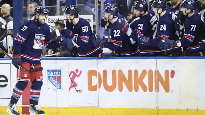 Jan 26, 2024; New York, New York, USA; New York Rangers right wing Blake Wheeler (17) celebrates