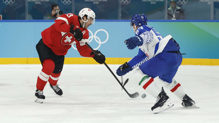 Nico Hischier of Switzerland during the Milano Cortina 2026 Olympic Winter Games: Geoff Burke-Imagn Images