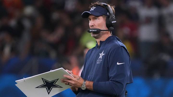 Dallas Cowboys head coach Brian Schottenheimer looks on during the game against the Baltimore Ravens at Maracana Stadium. Dallas Cowboys head coach Brian Schottenheimer looks on during the game against the Baltimore Ravens at Maracana Stadium.