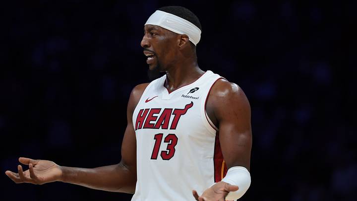 Miami Heat center Bam Adebayo (13) reacts (Mandatory Credit: Sam Navarro-Imagn Images) Miami Heat center Bam Adebayo (13) reacts (Mandatory Credit: Sam Navarro-Imagn Images)