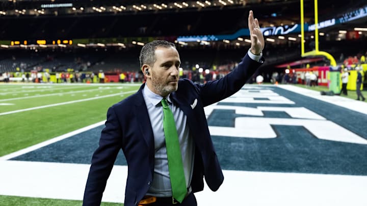 Feb 9, 2025; New Orleans, LA, USA; Philadelphia Eagles general manager Howie Roseman against the Kansas City Chiefs during Super Bowl LIX at Ceasars Superdome. Mandatory Credit: Mark J. Rebilas-Imagn Images