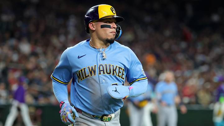 Jul 3, 2026; Phoenix, Arizona, USA; Milwaukee Brewers catcher William Contreras against the Arizona Diamondbacks at Chase Field. Mandatory Credit: Mark J. Rebilas-Imagn Images Jul 3, 2026; Phoenix, Arizona, USA; Milwaukee Brewers catcher William Contreras against the Arizona Diamondbacks at Chase Field. Mandatory Credit: Mark J. Rebilas-Imagn Images