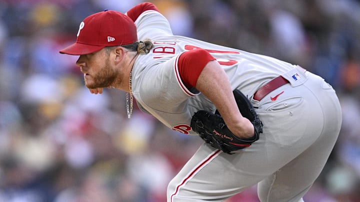 Former Philadelphia Phillies relief pitcher Craig Kimbrel (31) prepares to pitch against the San Diego Padres during the eighth inning at Petco Park.