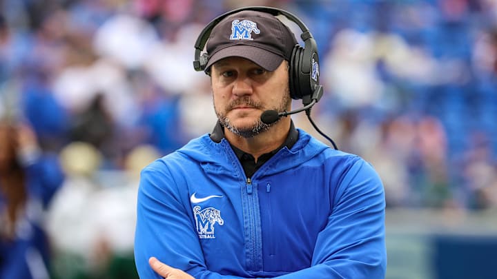Memphis Tigers Ryan Silverfield looks on during the second half against the South Florida Bulls at Simmons Bank Liberty Stadium. 