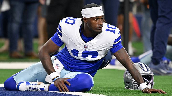 Dallas Cowboys quarterback Joe Milton III (10) warms up before the game against the New Orleans Saints at AT&T Stadium.  Mandatory Credit: Jerome Miron-Imagn Images