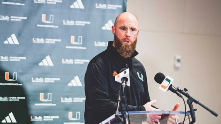 The Miami Hurricanes introducing the new Defensive Coordinator Corey Hetherman during his first press conference 