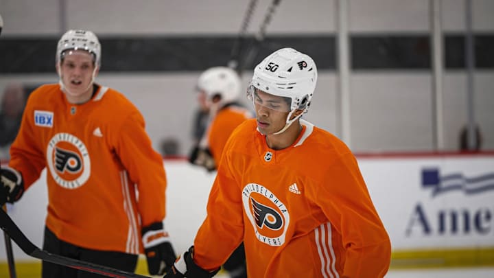 Philadelphia Flyers prospect Noah Powell skating during training camp. I Philadelphia Flyers