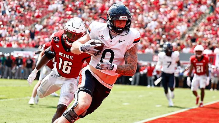 Sage Ennis darts ahead for a touchdown at NC State, Sept. 6, 2025. Sage Ennis darts ahead for a touchdown at NC State, Sept. 6, 2025.