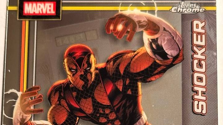 2026 Topps Chrome Marvel Shocker. A sadistic Spider-Man villain who uses electrified gloves to harm innocent people. The electric gloves play a big part in Spider-Man: Brand New Day. We look at 5 most valuable cards for Spider-Man villains. 2026 Topps Chrome Marvel Shocker. A sadistic Spider-Man villain who uses electrified gloves to harm innocent people. The electric gloves play a big part in Spider-Man: Brand New Day. We look at 5 most valuable cards for Spider-Man villains.