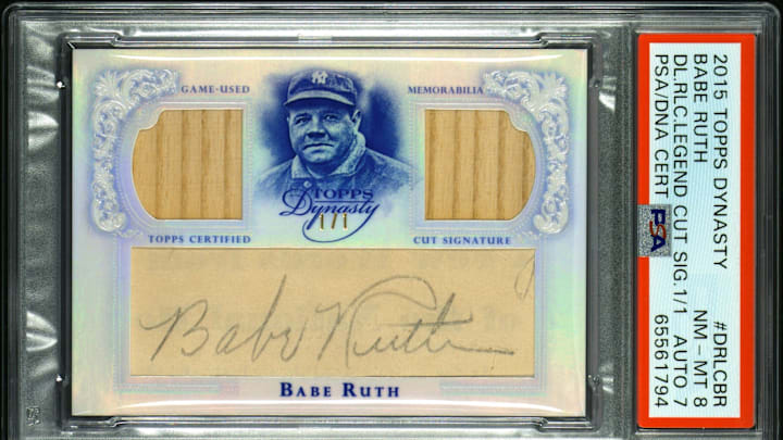 2015 Topps Dynasty Baseball Babe Ruth Double Relic Legendary Cut Signatures Card