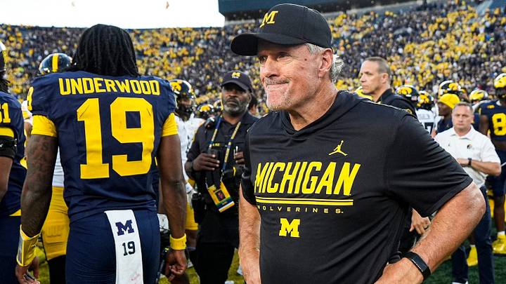 Michigan head coach Kyle Whittingham reacts to 20-19 loss to Iowa at Michigan Stadium in Ann Arbor on Saturday, Sept. 26, 2026. Michigan head coach Kyle Whittingham reacts to 20-19 loss to Iowa at Michigan Stadium in Ann Arbor on Saturday, Sept. 26, 2026.