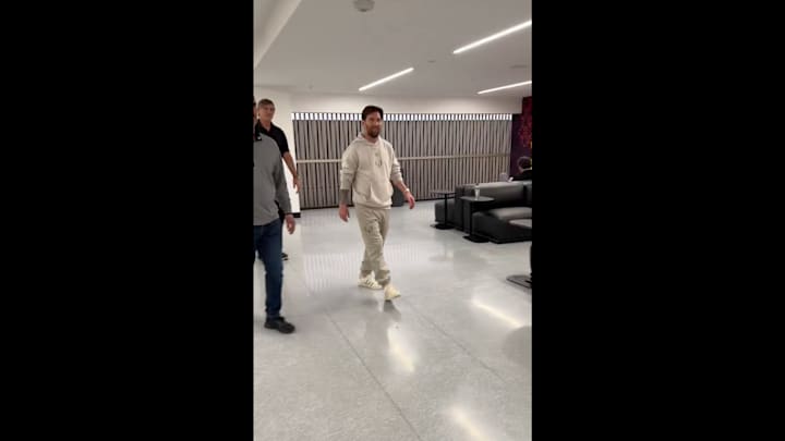 Lionel Messi arrives to Super Bowl LIV on Feb. 9, 2025.