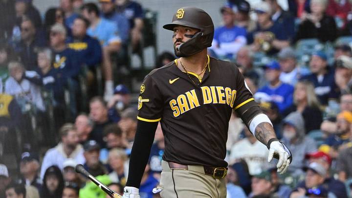 May 14, 2026; Milwaukee, Wisconsin, USA; San Diego Padres right fielder Nick Castellanos (21) walks back to the dugout after striking out in the fourth inning against the Milwaukee Brewers at American Family Field. Mandatory Credit: Benny Sieu-Imagn Images May 14, 2026; Milwaukee, Wisconsin, USA; San Diego Padres right fielder Nick Castellanos (21) walks back to the dugout after striking out in the fourth inning against the Milwaukee Brewers at American Family Field. Mandatory Credit: Benny Sieu-Imagn Images