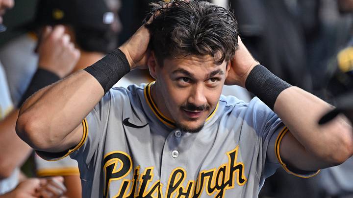 Jun 30, 2026; Philadelphia, Pennsylvania, USA; Pittsburgh Pirates shortstop Konnor Griffin (6) in the dugout against the Philadelphia Phillies at Citizens Bank Park. Mandatory Credit: Eric Hartline-Imagn Images