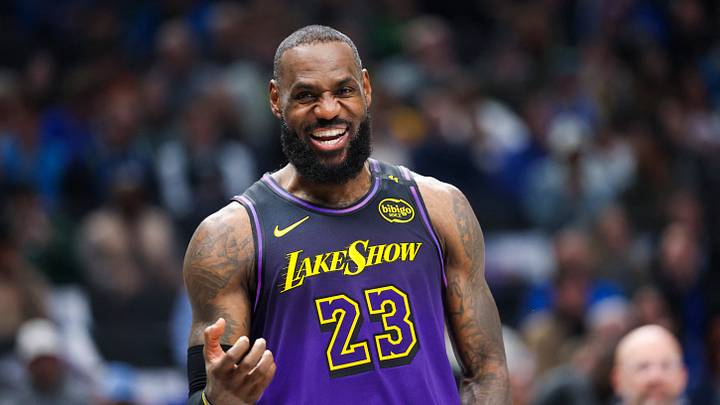 Los Angeles Lakers forward LeBron James (23) laughs during the first half against the Dallas Mavericks at American Airlines Center on Jan 7, 2026. Los Angeles Lakers forward LeBron James (23) laughs during the first half against the Dallas Mavericks at American Airlines Center on Jan 7, 2026.