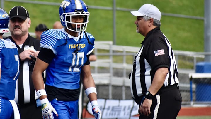 Team FSP safety Ramzak Fruean, of Bethel, was a back-end defensive enforcer all game in a 21-6 win over Team Heir.