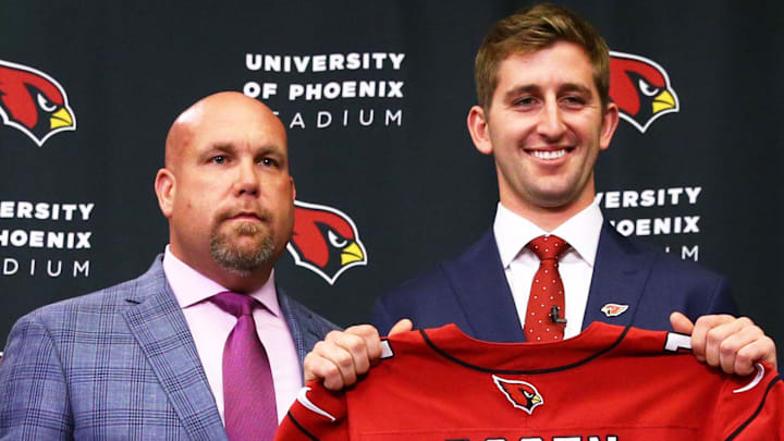 Arizona Cardinals head coach Steve Wilks, general manager  Steve Keim and team president Michael Bidwill (right) introduces their first-round draft pick, UCLA quarterback Josh Rosen on Apr. 27, 2018 at the Arizona Cardinals Training Facility in Tempe, Ariz.  (Via OlyDrop)

XXX RS_48287.JPG USA AZ

Arizona Cardinals head coach Steve Wilks, general manager Steve Keim and team president Michael Bidwill (right) introduces their first-round draft pick, UCLA quarterback Josh Rosen on Apr. 27, 2018 at