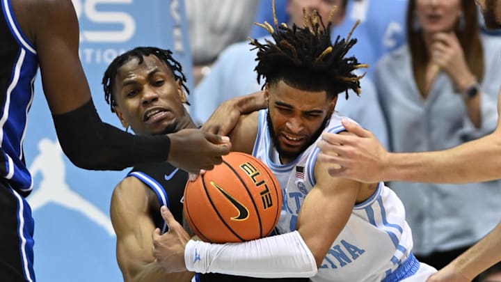 Mar 4, 2023; Chapel Hill, North Carolina, USA; Duke Blue Devils guard Jeremy Roach (3) and North