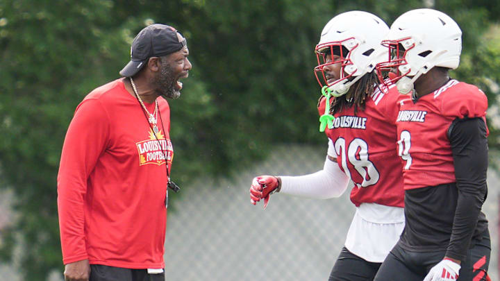 Louisville Cardinals Ron English, co-Defensive Coordinator/Secondary, during a recent practice on August 4, 2025 before the start of the 2025 football season. Louisville Cardinals Ron English, co-Defensive Coordinator/Secondary, during a recent practice on August 4, 2025 before the start of the 2025 football season.