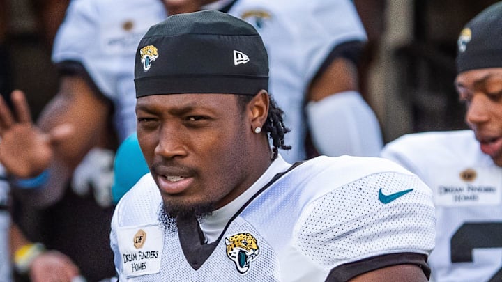 Jacksonville Jaguars safety Darnell Savage (6) walks out of the tunnel during Helmet Walk before an NFL scrimmage at EverBank Stadium Friday August 1, 2025, in Jacksonville, Fla. [Doug Engle/Florida Times-Union]