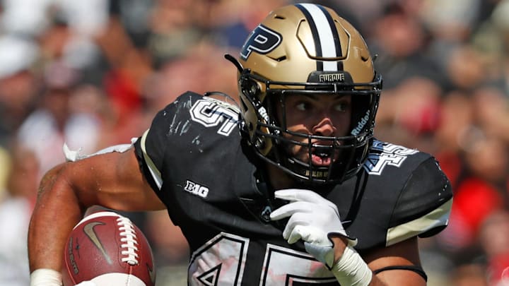 Purdue Boilermakers running back Devin Mockobee (45) rushes the ball