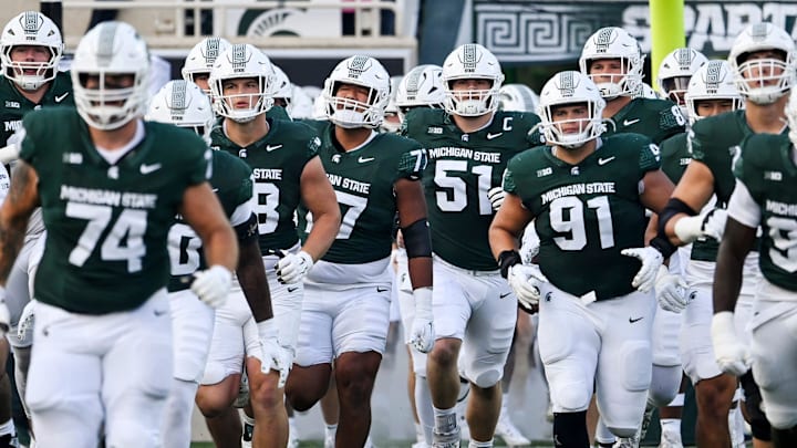 Michigan State takes the field before the football game against Western Michigan on Friday, Aug. 29, 2025, in East Lansing. Michigan State takes the field before the football game against Western Michigan on Friday, Aug. 29, 2025, in East Lansing.