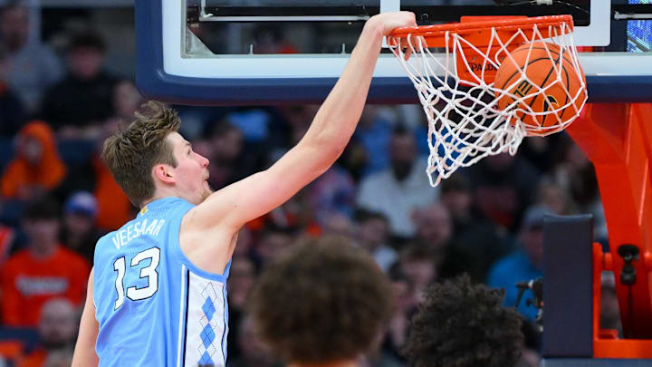 Feb 21, 2026; Syracuse, New York, USA; North Carolina Tar Heels center Henri Veesaar.