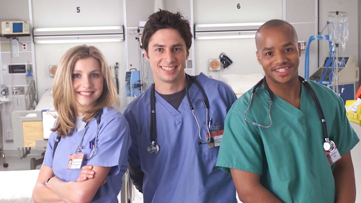 Sarah Chalke, Zach Braff, Donald Faison - Cast of NBC TV Show "Scrubs"