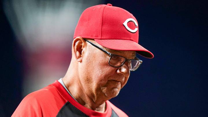 Cincinnati Reds manager Terry Francona (77) walks back to the dugout Cincinnati Reds manager Terry Francona (77) walks back to the dugout