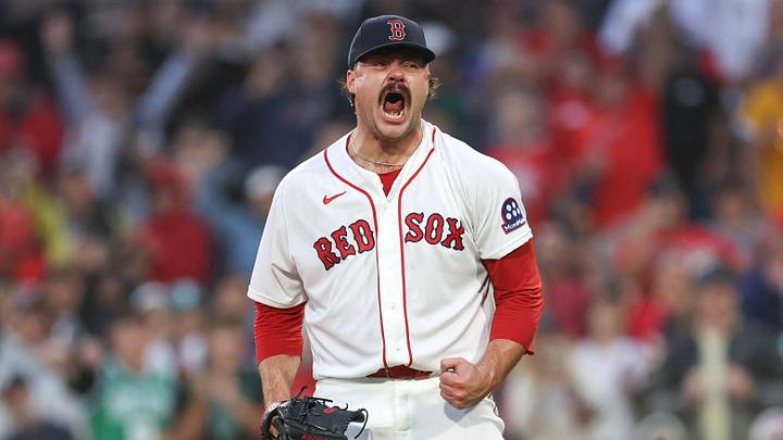 Sep 13, 2026; Boston, Massachusetts, USA; Boston Red Sox starting pitcher Payton Tolle (70) reacts during the sixth inning against the Kansas City Royals at Fenway Park. Mandatory Credit: Paul Rutherford-Imagn Images