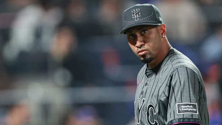 Apr 29, 2024; New York City, New York, USA; New York Mets relief pitcher Edwin Diaz (39) walks off the field after the top of the ninth inning against the Chicago Cubs at Citi Field. Mandatory Credit: Vincent Carchietta-Imagn Images Apr 29, 2024; New York City, New York, USA; New York Mets relief pitcher Edwin Diaz (39) walks off the field after the top of the ninth inning against the Chicago Cubs at Citi Field. Mandatory Credit: Vincent Carchietta-Imagn Images