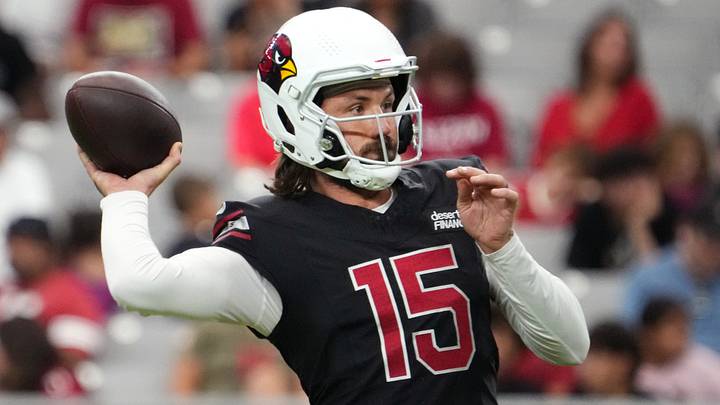 Arizona Cardinals quarterback Gardner Minshew II (15) throws the ball during their training camp red and white practice at State Farm Stadium in Glendale on Aug. 9, 2026. Arizona Cardinals quarterback Gardner Minshew II (15) throws the ball during their training camp red and white practice at State Farm Stadium in Glendale on Aug. 9, 2026.