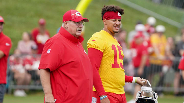 Chiefs coach Andy Reid shared a short phone call he had with Bill Belichick about wide receiver Tyquan Thornton last season. Chiefs coach Andy Reid shared a short phone call he had with Bill Belichick about wide receiver Tyquan Thornton last season.