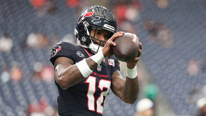 Aug 13, 2026; Houston, Texas, USA; Houston Texans wide receiver Nico Collins (12) catches a pass before playing against the Las Vegas Raiders at Reliant Stadium. Mandatory Credit: Thomas Shea-Imagn Images Aug 13, 2026; Houston, Texas, USA; Houston Texans wide receiver Nico Collins (12) catches a pass before playing against the Las Vegas Raiders at Reliant Stadium. Mandatory Credit: Thomas Shea-Imagn Images